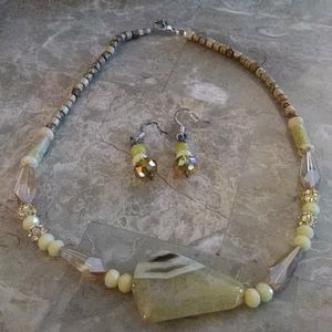 NWOT Handmade Beaded Necklace & Earrings
